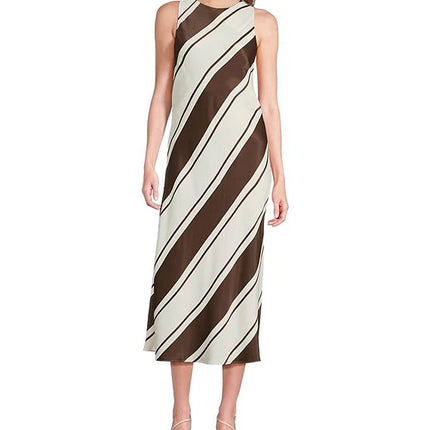 Brown/Ivory Sleeveless Dress