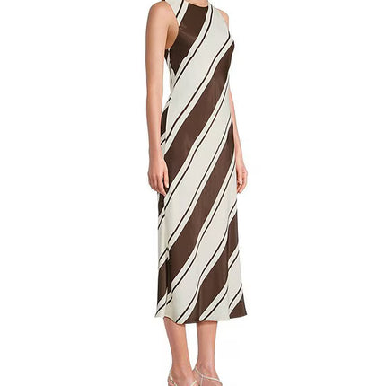 Brown/Ivory Sleeveless Dress