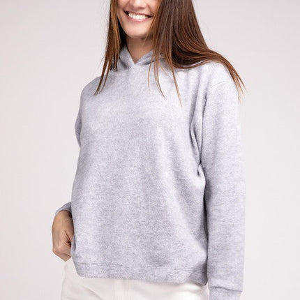Hooded Brushed Melange Hacci Sweater