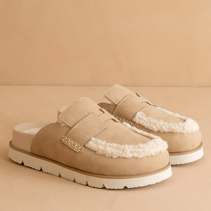 AVALON-SUEDE SHEARLING LOAFER MULE