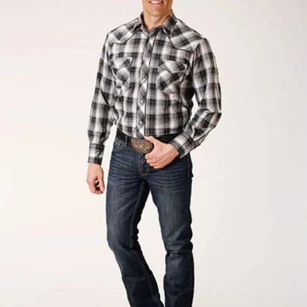 Roper Stormcloud Checkered (White) - Men's Western Shirt