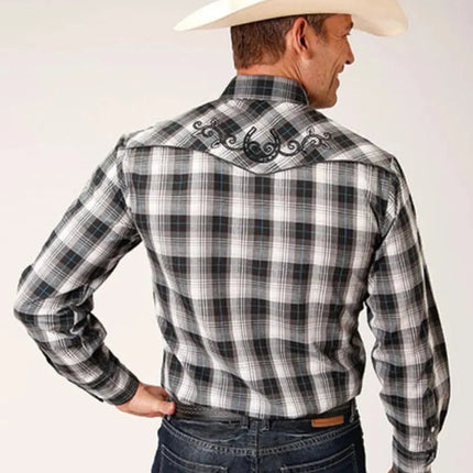Roper Stormcloud Checkered (White) - Men's Western Shirt