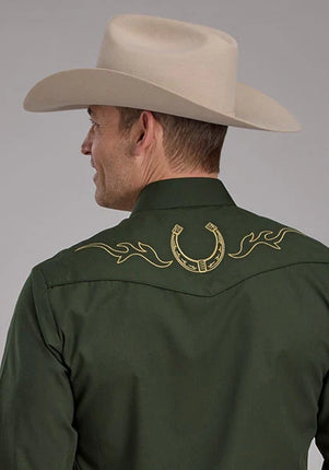 Roper 2132 Solid (Olive) - Men's Western Shirt