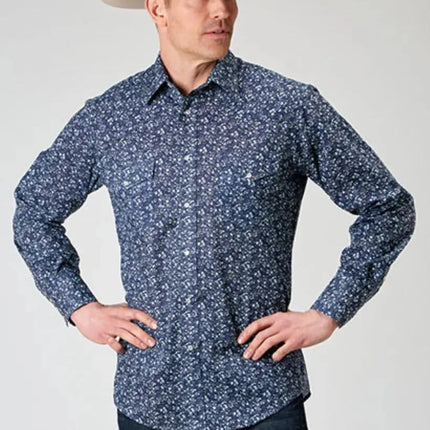 Roper Floral Print (Blue) - Men's Western Shirt