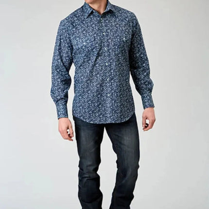 Roper Floral Print (Blue) - Men's Western Shirt
