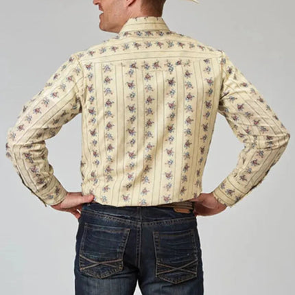 Roper Floral Stripe (Yellow) - Men's Western Shirt