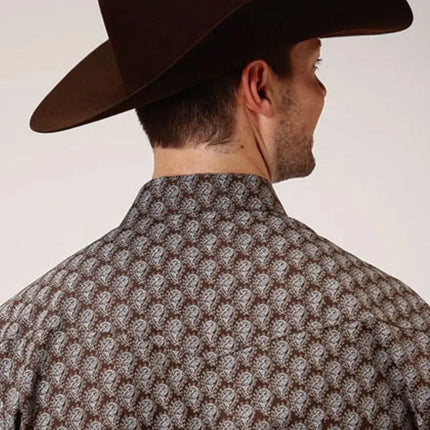 Roper Tear Drop Print (Brown) - Men's Western Shirt