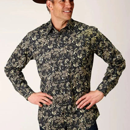 Roper Vintage Dark Floral (Black) - Men's Western Shirt