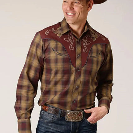 Roper Redwood Ripple (Brown) - Men's Western Shirt (Closeout)