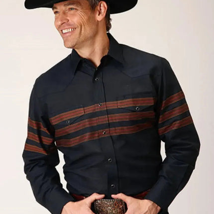 Roper Black Saddle (Black) - Men's Western Shirt
