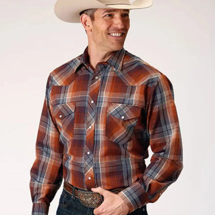 Roper Coyote Woven (Brown) - Men's Western Shirt (Closeout)