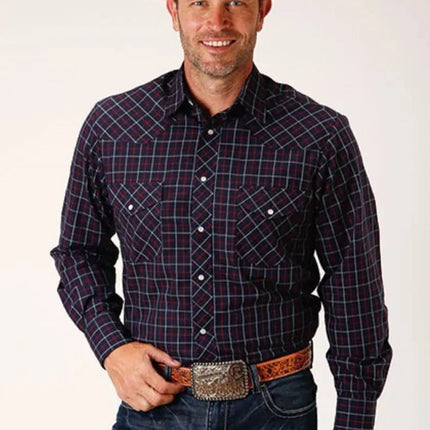 Roper Windowpane Plaid (Blue) - Men's Western Shirt