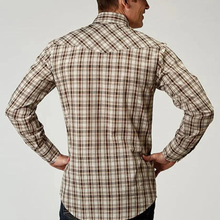 Roper Desert Plaid (Brown) - Men's Western Shirt (Closeout)