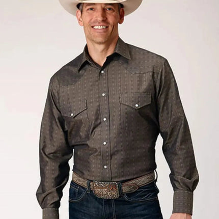 Roper Floral Tone (Grey) - Men's Western Shirt