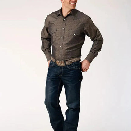 Roper Floral Tone (Grey) - Men's Western Shirt