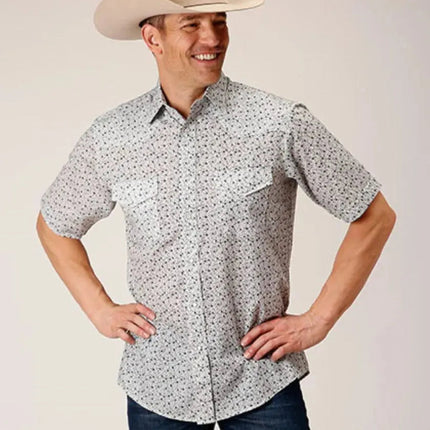 Roper Mini Floral Print (Blue) - Men's Western Shirt