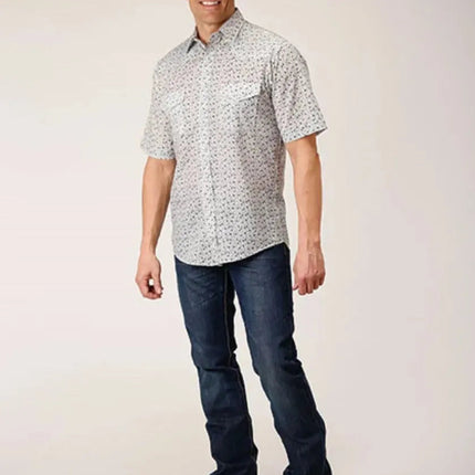 Roper Mini Floral Print (Blue) - Men's Western Shirt