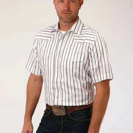 Roper Wide Stripe (Brown) - Men's Western Shirt