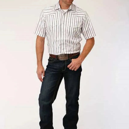 Roper Wide Stripe (Brown) - Men's Western Shirt
