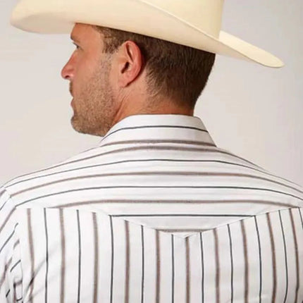 Roper Wide Stripe (Brown) - Men's Western Shirt