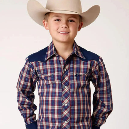 Roper Little Trailblazer (Blue) - Boy's Western Shirt
