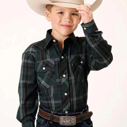 Roper Western Woods (Green) - Boy's Western Shirt