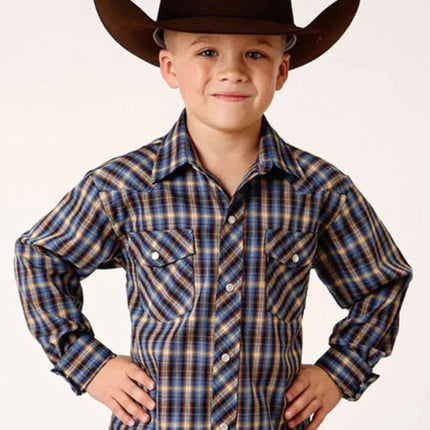 Roper Azure Skyline (Blue) - Boy's Western Shirt
