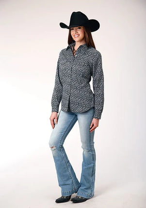 Roper 1889 Floral Print (Black) - Women's Western Shirt