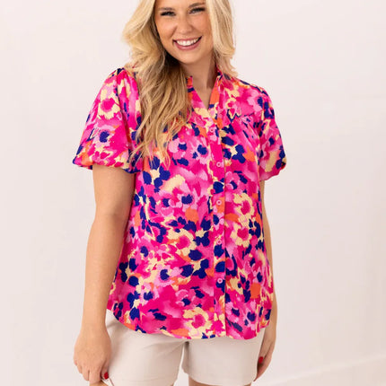 Pink & Purple Leopard Blouse