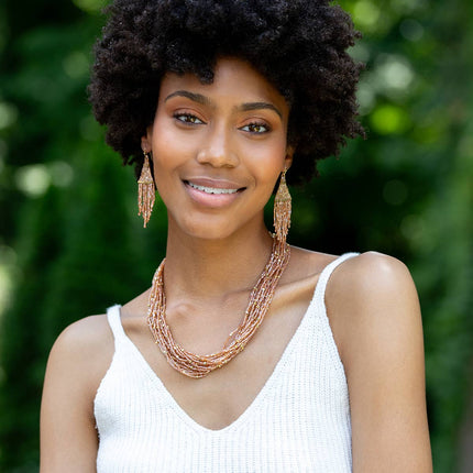 Beaded Multi-Strand Bib Necklace
