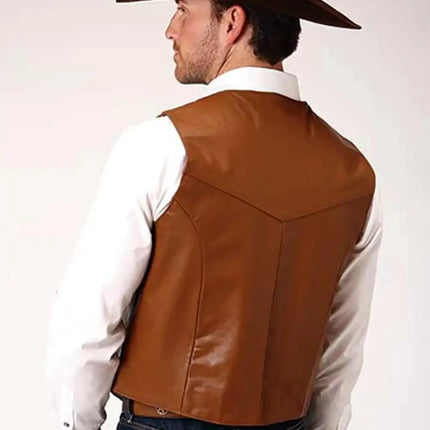 Roper Goat Nappa Vest (Brown) - Men's Vest