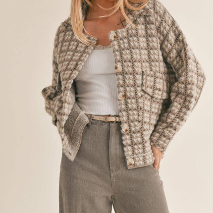 Houndstooth Sweater Jacket- 1 LEFT