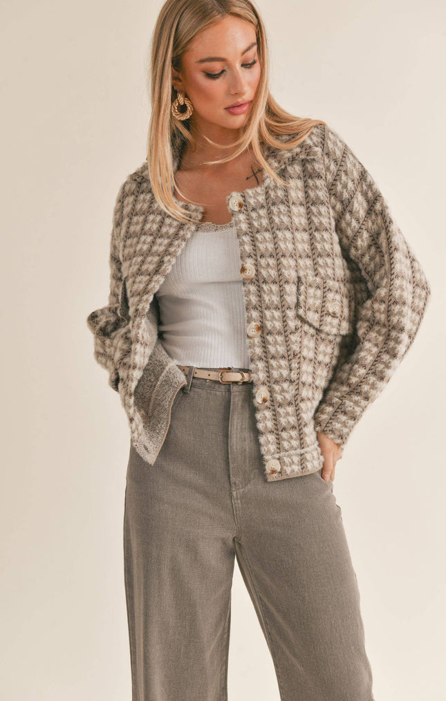 Houndstooth Sweater Jacket- 1 LEFT