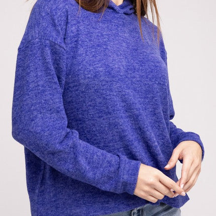 Hooded Brushed Melange Hacci Sweater