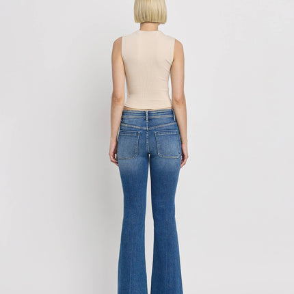 Mid Rise Patch Pocket  Flare Jean