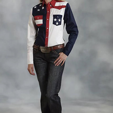 Roper American Flag Long Sleeve Snap - Women's Shirt