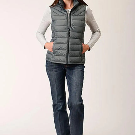 Roper Horizontal Quilted Down Vest (Grey) - Women's Vest