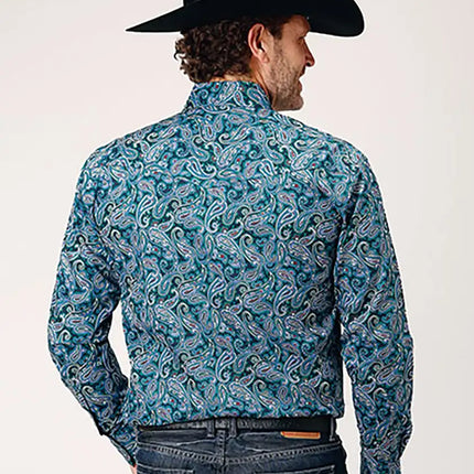 Roper Forest Canyon Paisley (Blue) - Men's Western Shirt