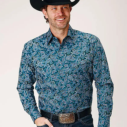 Roper Forest Canyon Paisley (Blue) - Men's Western Shirt