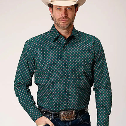 Roper Forest Cross Walk Foulard (Blue) - Men's Western Shirt