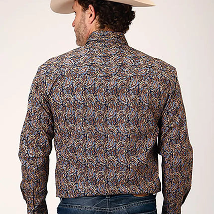 Roper Denim Blue Vintage Paisley (Blue) - Men's Western Shirt