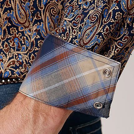 Roper Denim Blue Vintage Paisley (Blue) - Men's Western Shirt