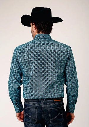 Roper 1845 Lattice Medallion (Blue) - Men's Western Shirt