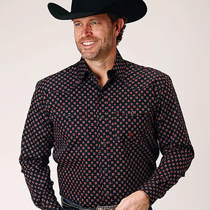 Roper Black Canyon Cottage Foulard (Black) - Men's Western Shirt