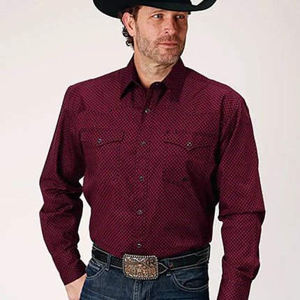 Roper Black Canyon Four Leaf Foulard (Red) - Men's Western Shirt