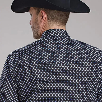 Roper Deep Cobalt Blue Diamond (Black) - Men's Western Shirt