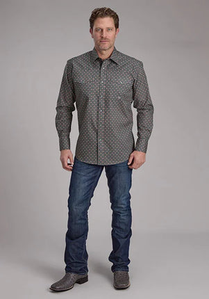 Roper 2243 Garnet Foulard (Grey) - Men's Western Shirt