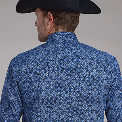 Roper Deep Cobalt Saphire Ornamental (Blue) - Men's Western Shirt