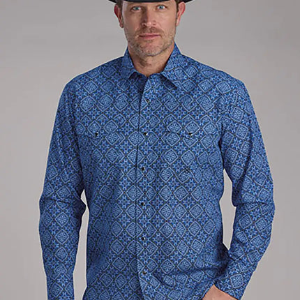 Roper Deep Cobalt Saphire Ornamental (Blue) - Men's Western Shirt