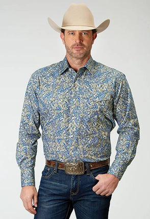 Roper 1933 Delft Paisley (Blue) - Men's Western Shirt
